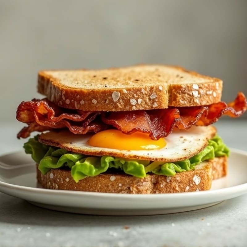 Avocado and Crispy Bacon Whole Grain Sandwich