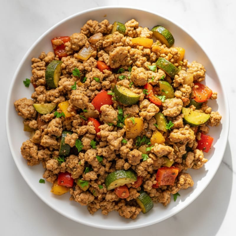 Savory Ground Turkey and Summer Vegetable Skillet