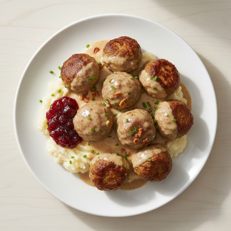 Creamy Swedish Meatballs with Lingonberry Sauce