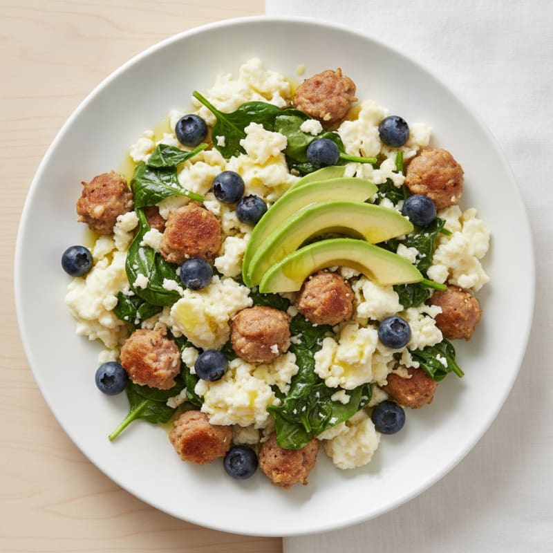 Egg White and Turkey Sausage Scramble with Spinach