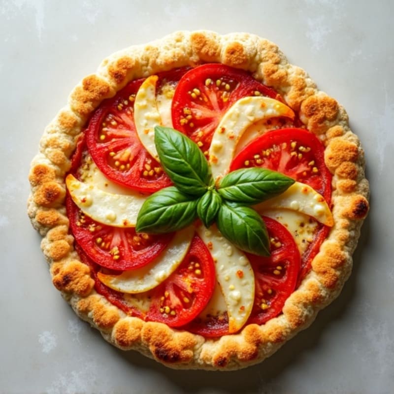 Crispy Cauliflower Crust Pizza with Fresh Tomato and Basil