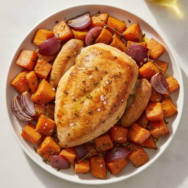 Garlic Herb Roasted Chicken with Root Vegetables