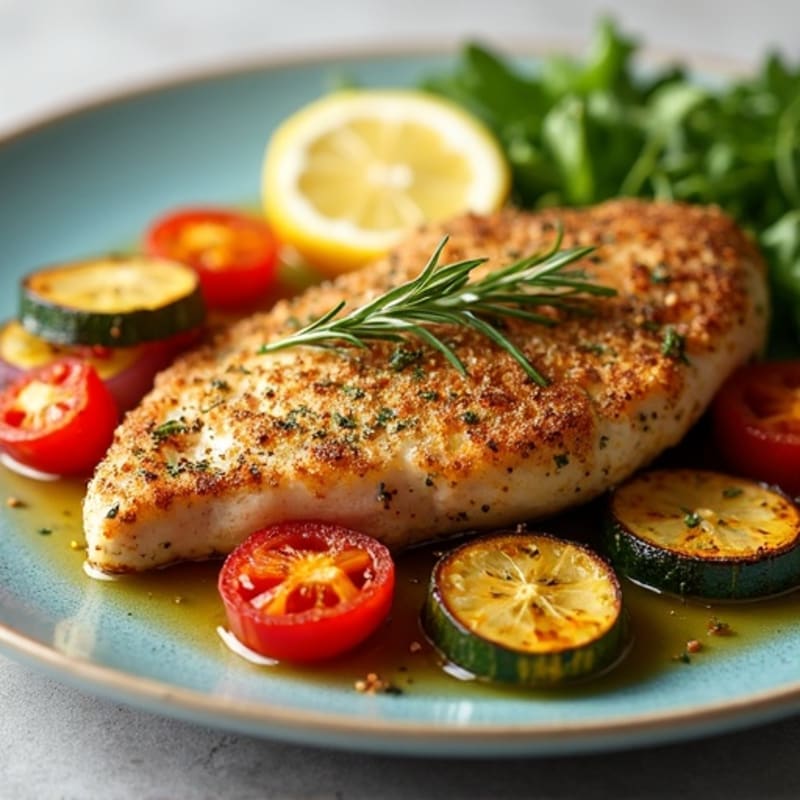 Herb-Crusted Pan Seared Chicken with Roasted Vegetables