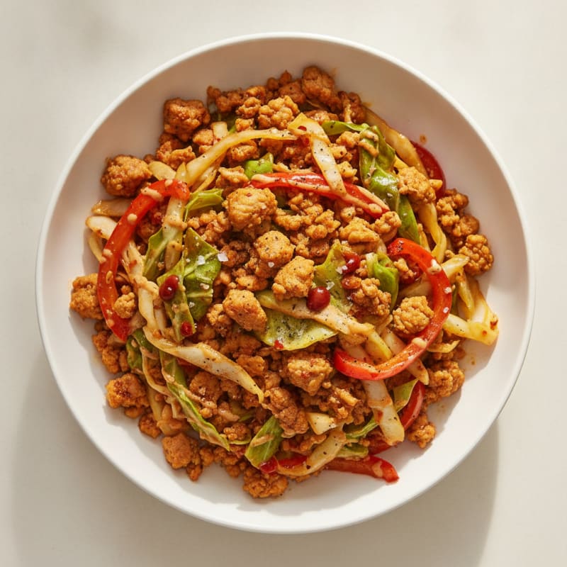 Ground Turkey and Cabbage Stir-Fry Bowl