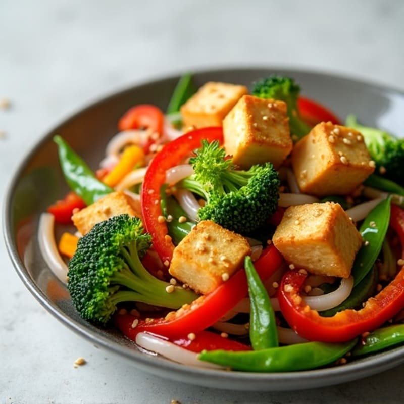 Crispy Sesame Tofu Stir-Fry with Fresh Vegetables