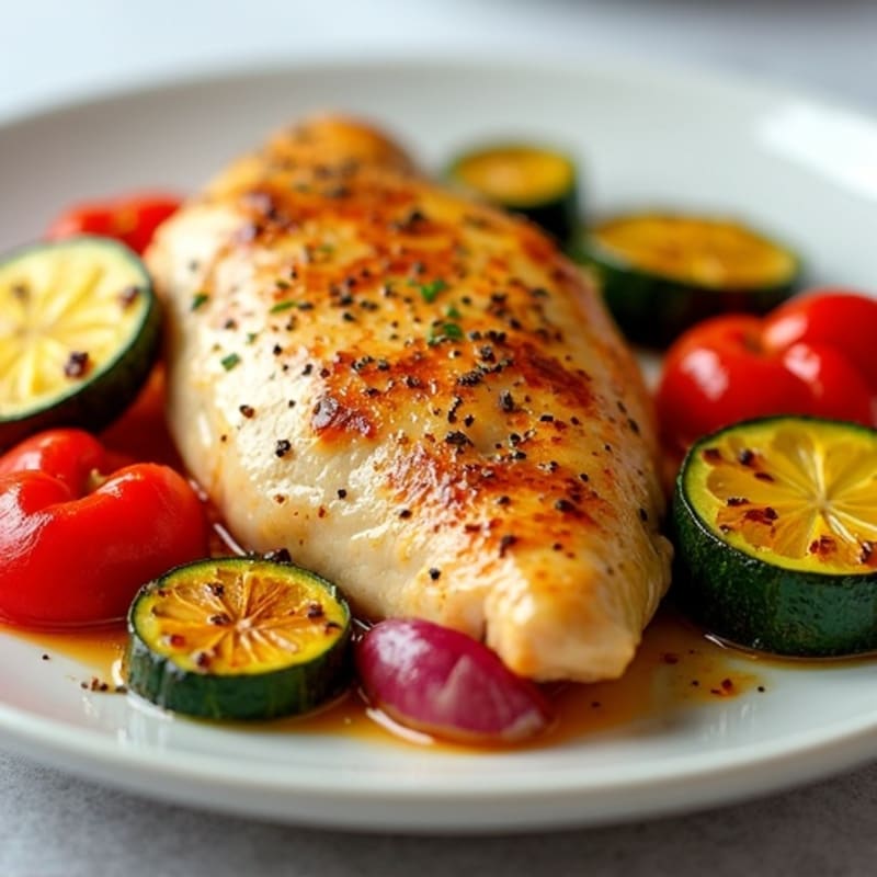 Lemon-Garlic Spiced Roasted Chicken with Roasted Vegetables