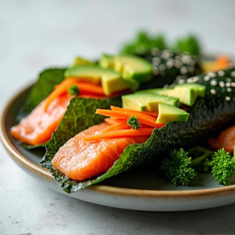 Fresh Salmon and Vibrant Vegetable Nori Wraps