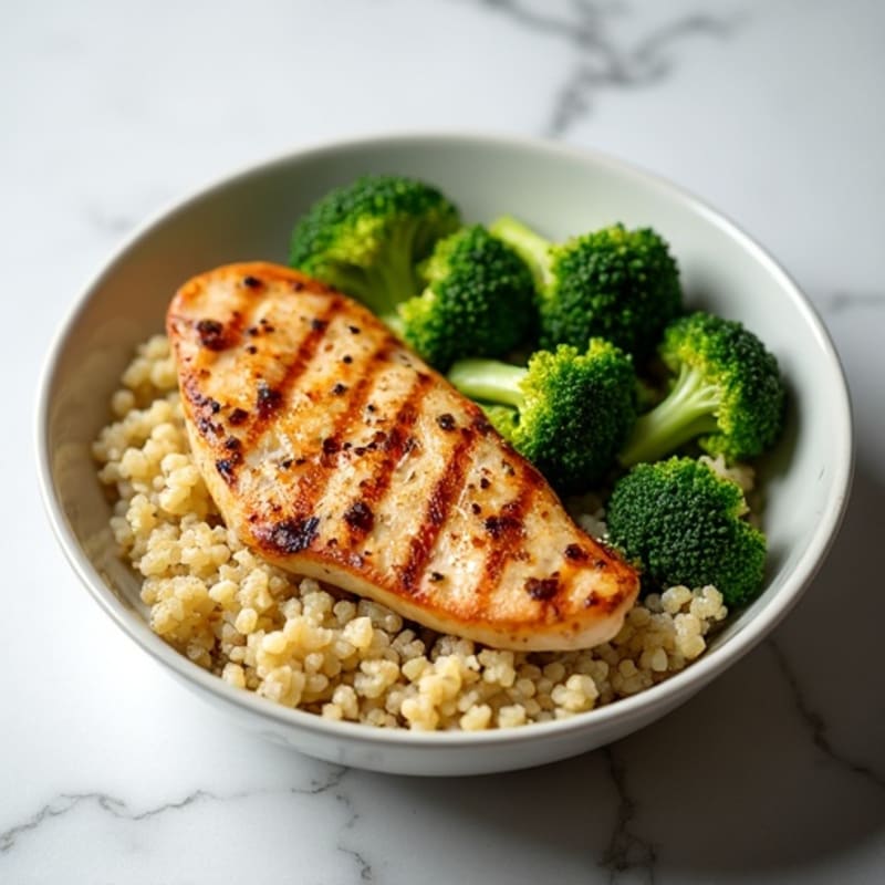 Grilled Chicken Breast with Quinoa and Steamed Broccoli