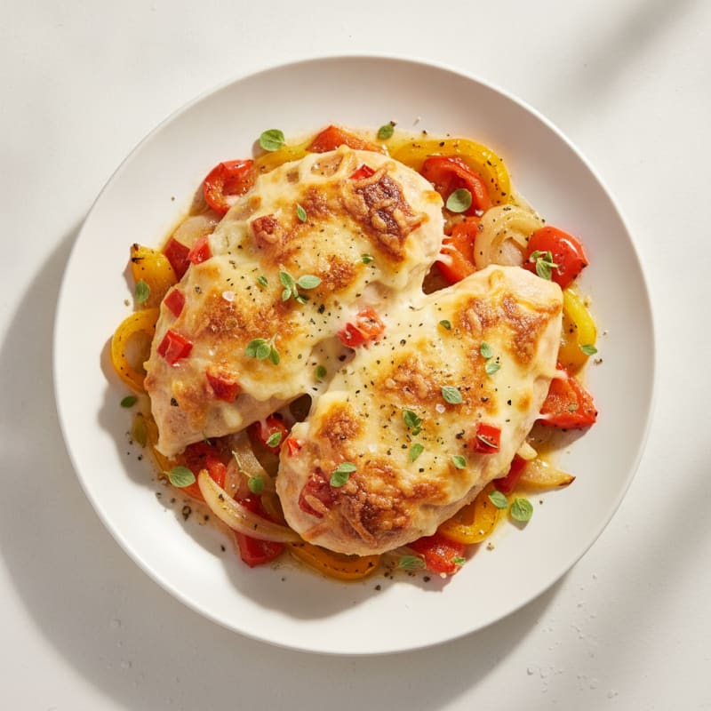 Cheesy Baked Chicken with Roasted Peppers