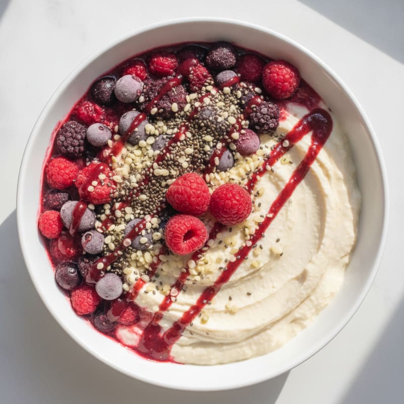 Silky Tofu Protein Smoothie Bowl with Chia and Berries