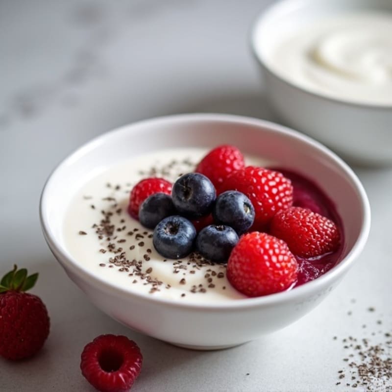 Greek Yogurt Protein Pudding with Mixed Berries