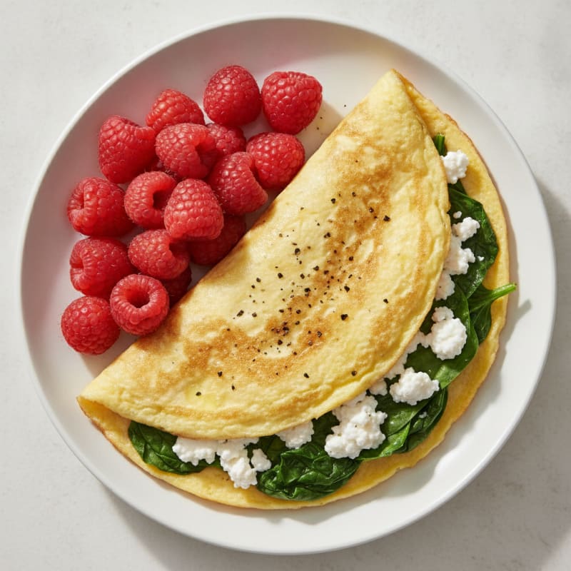 Egg White Spinach Omelette with Cottage Cheese