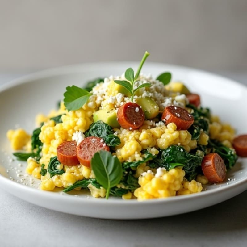 Egg White Scramble with Spinach and Turkey Sausage