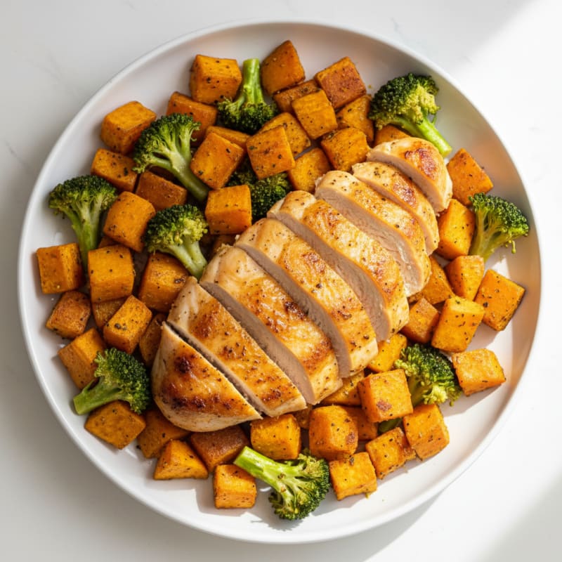 Golden Roasted Chicken and Sweet Potatoes