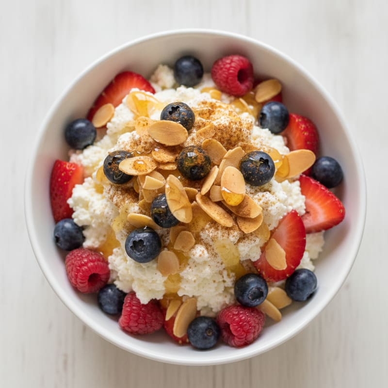 Cottage Cheese and Berry Protein Parfait with Almonds