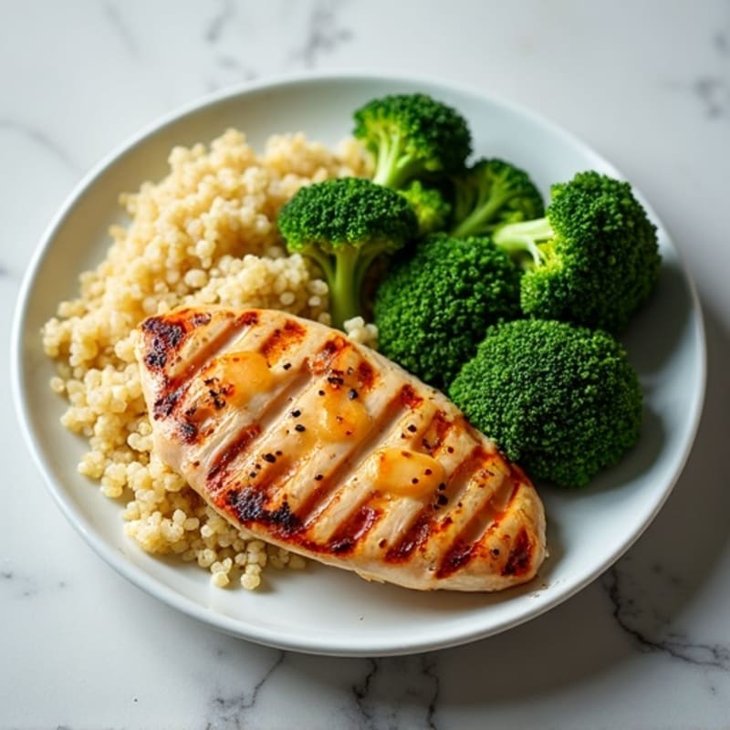 Grilled Chicken Breast with Quinoa and Steamed Broccoli