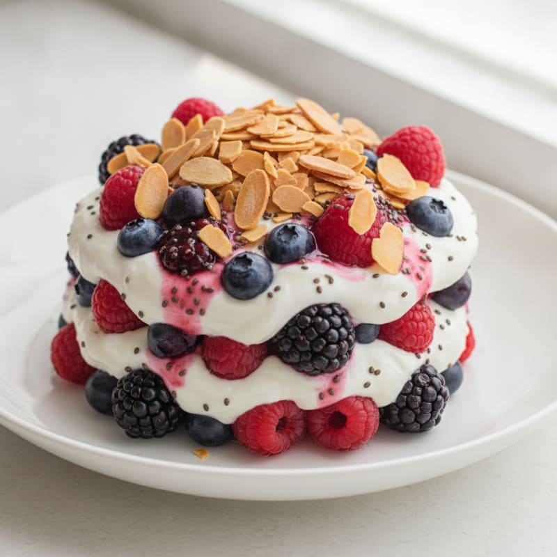 Greek Yogurt Protein Parfait with Mixed Berries