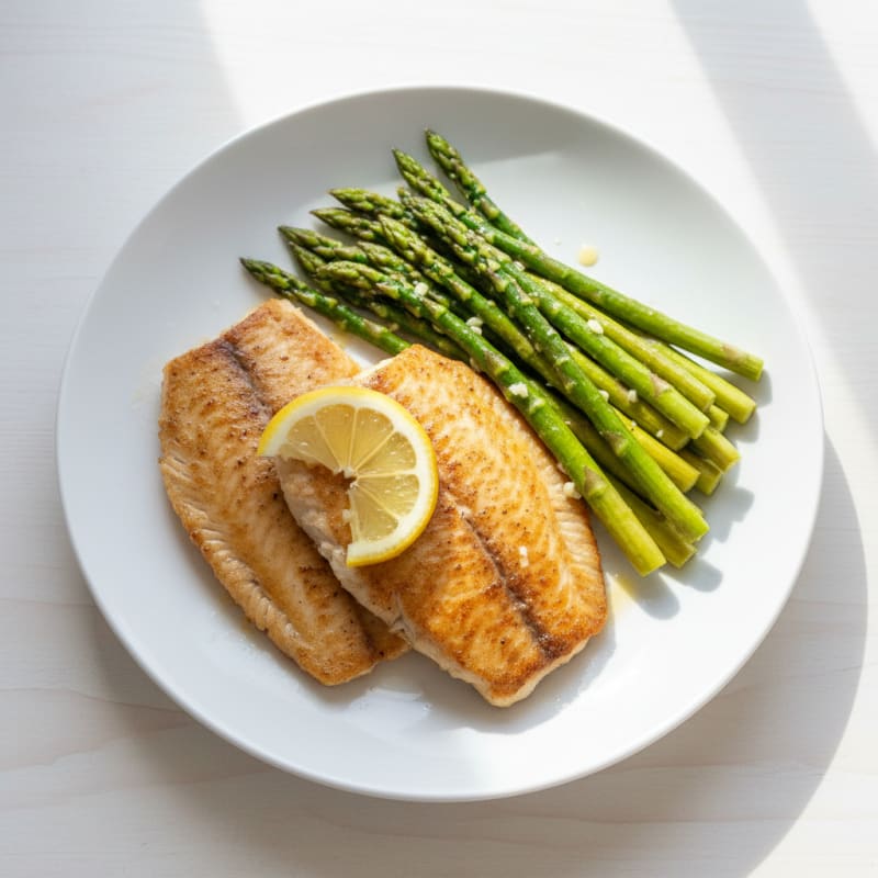 Seared Tilapia with Lemon-Garlic Asparagus