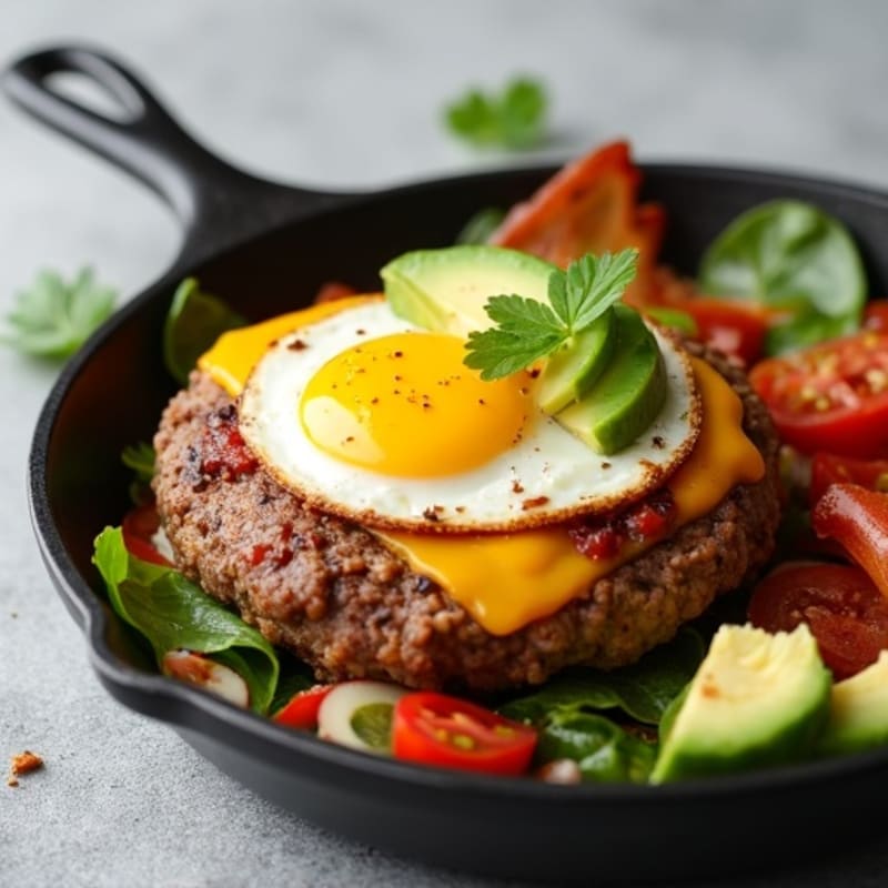 Crispy Bacon Cheeseburger Skillet with Lean Ground Beef