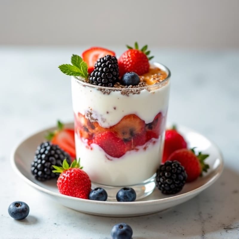 Greek Yogurt Protein Parfait with Mixed Berries