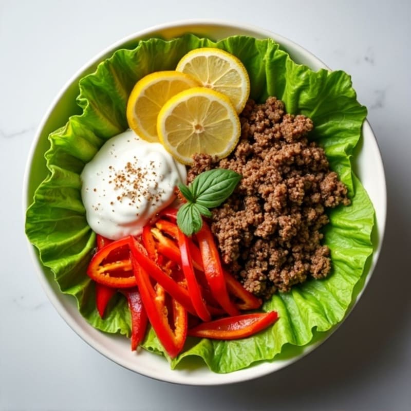 Seasoned Ground Beef and Crispy Lettuce Bowl with Special Sauce
