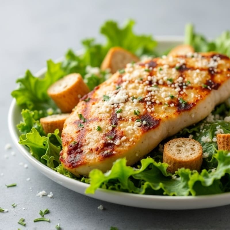 Grilled Chicken Caesar Salad with Crisp Romaine