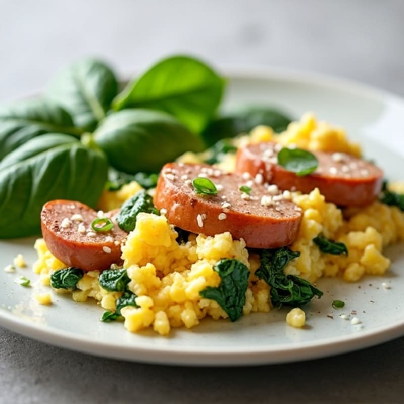 Egg White and Turkey Sausage Scramble with Spinach