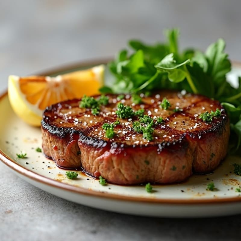 Herb-Crusted Pan Seared Steak with Roasted Garlic