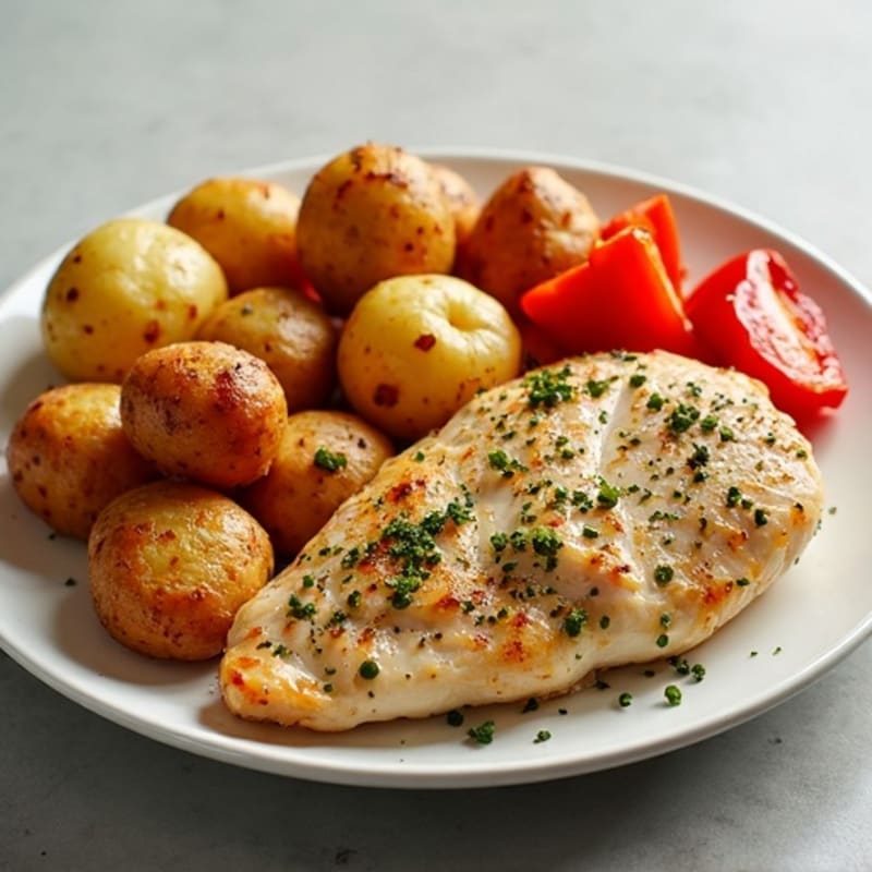 Sheet Pan Lemon Herb Chicken with Crispy Roasted Potatoes and Bell Peppers