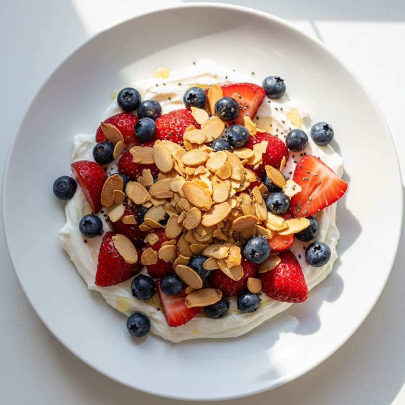 Creamy Greek Yogurt Protein Parfait with Berries and Almonds