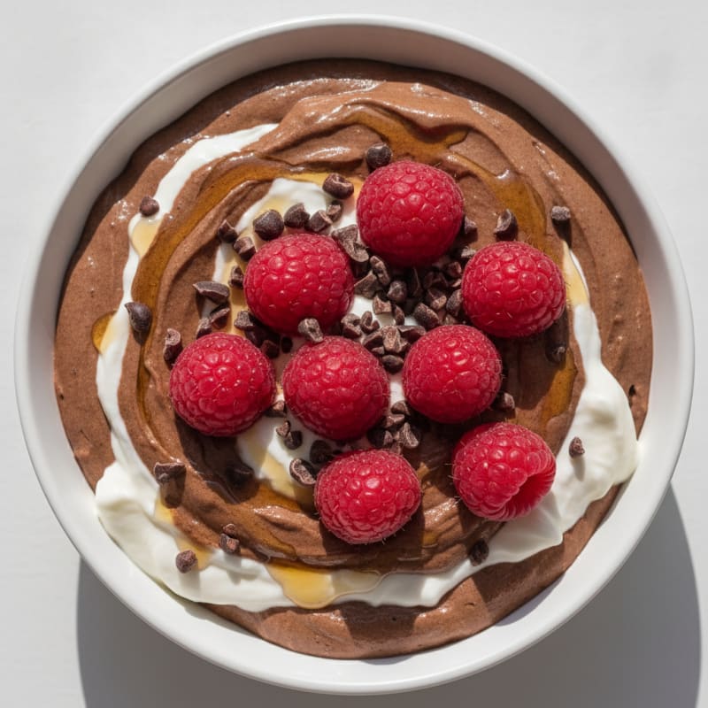 Chocolate Protein Mousse with Greek Yogurt and Berries