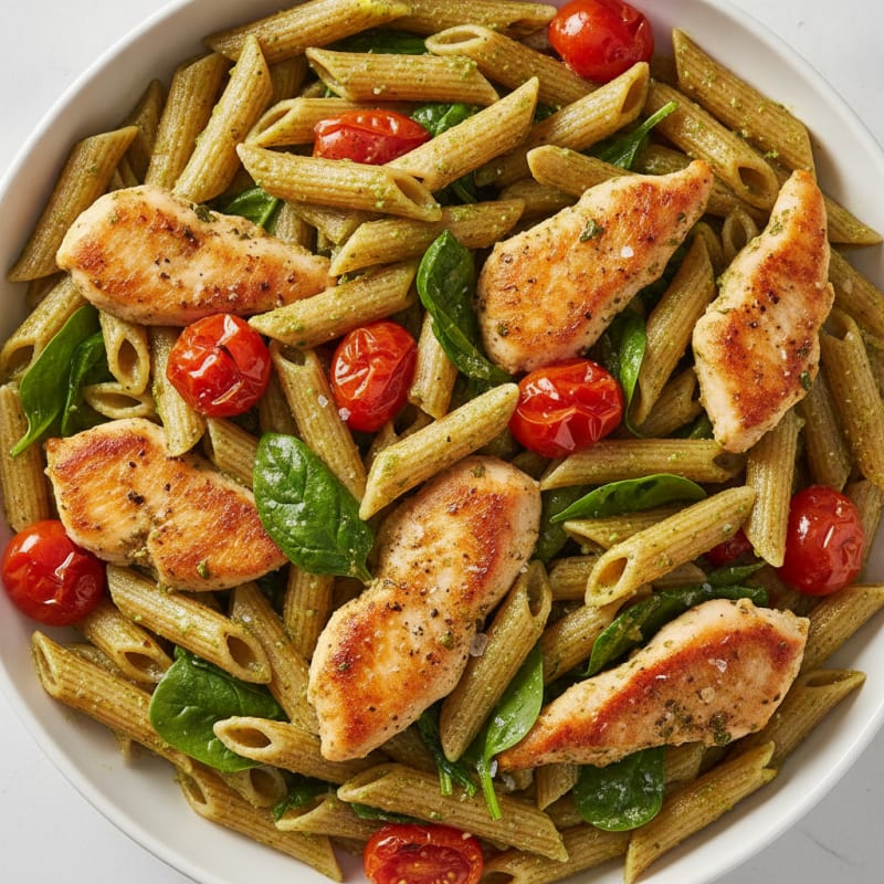 Chicken Pesto Pasta with Roasted Tomatoes