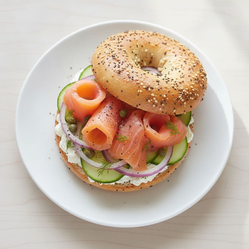 Smoked Salmon Everything Bagel Sandwich