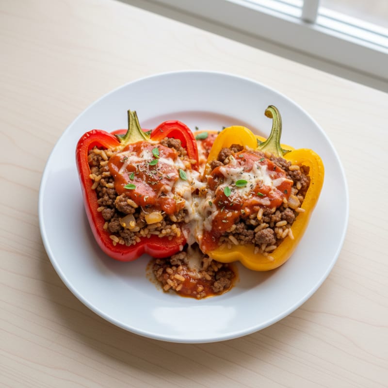 Beef and Rice Stuffed Bell Peppers