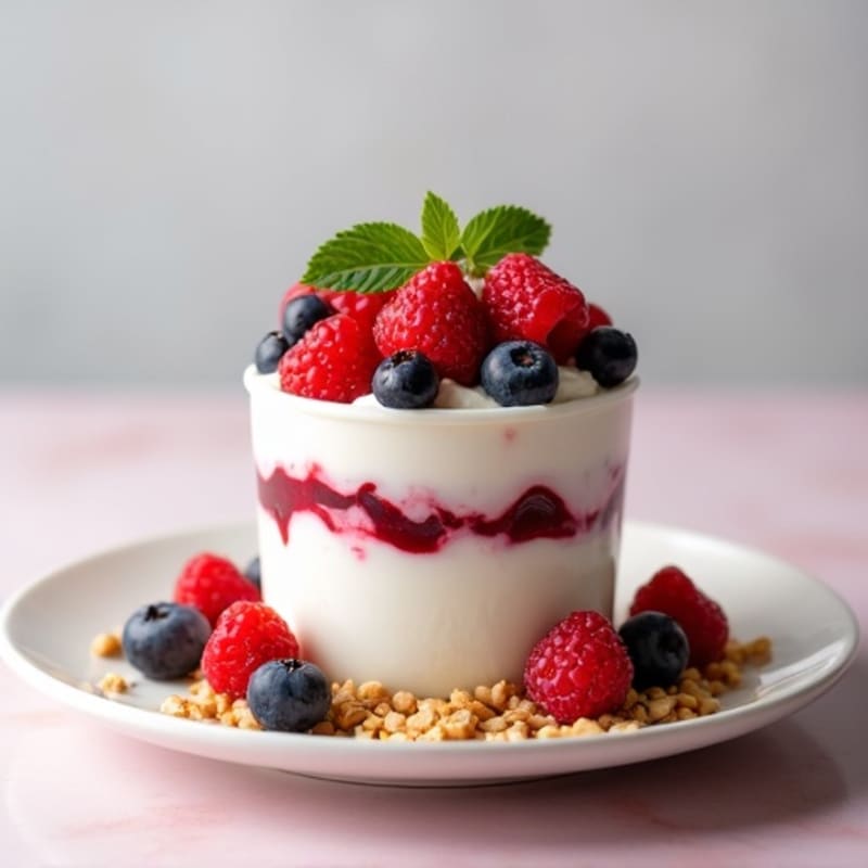 Greek Yogurt Protein Parfait with Mixed Berries and Almond Butter
