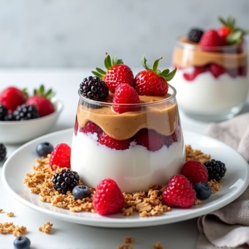 Protein Yogurt Parfait with Mixed Berries and Almond Butter