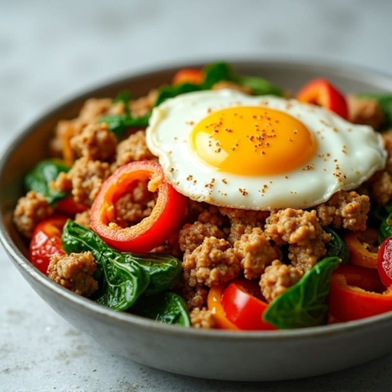 Lean Ground Turkey and Crispy Vegetable Skillet
