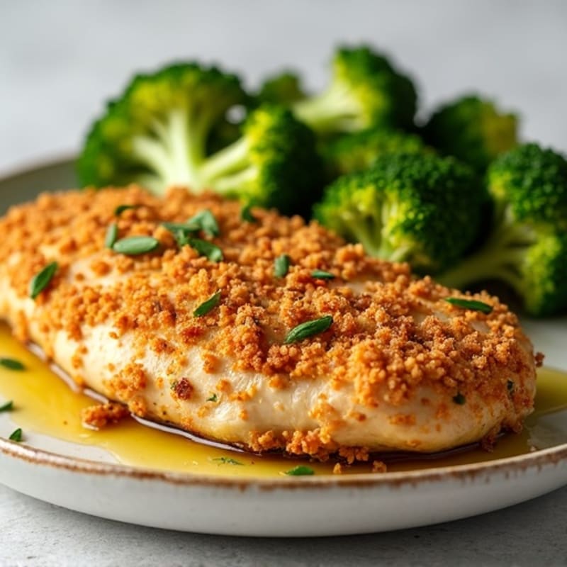 Crispy Buttermilk Baked Chicken with Roasted Broccoli