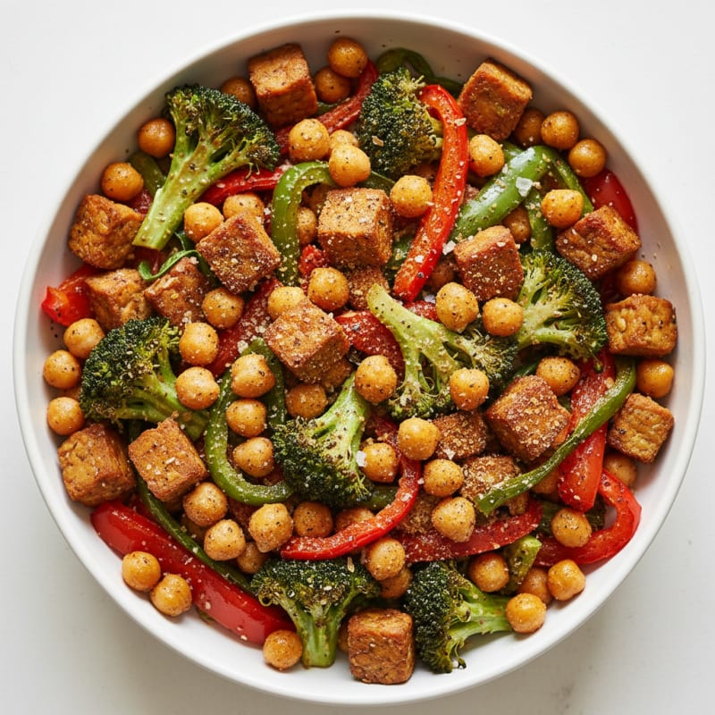 Roasted Vegetable and Chickpea Grain Bowl