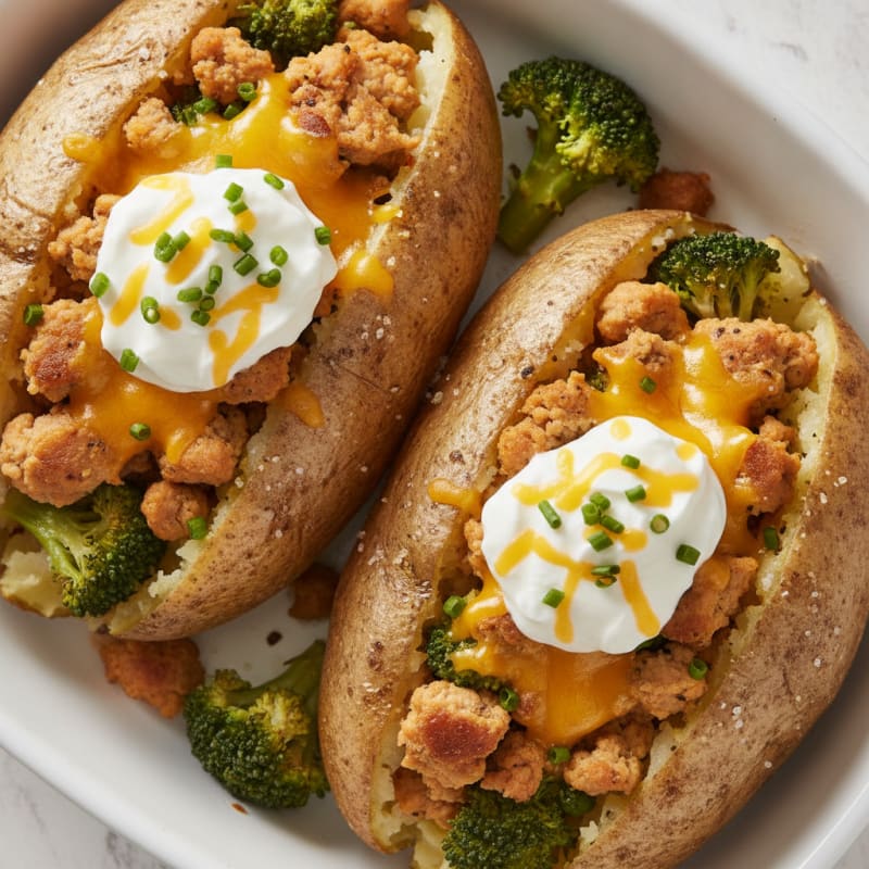 Hearty Loaded Baked Potatoes with Savory Toppings