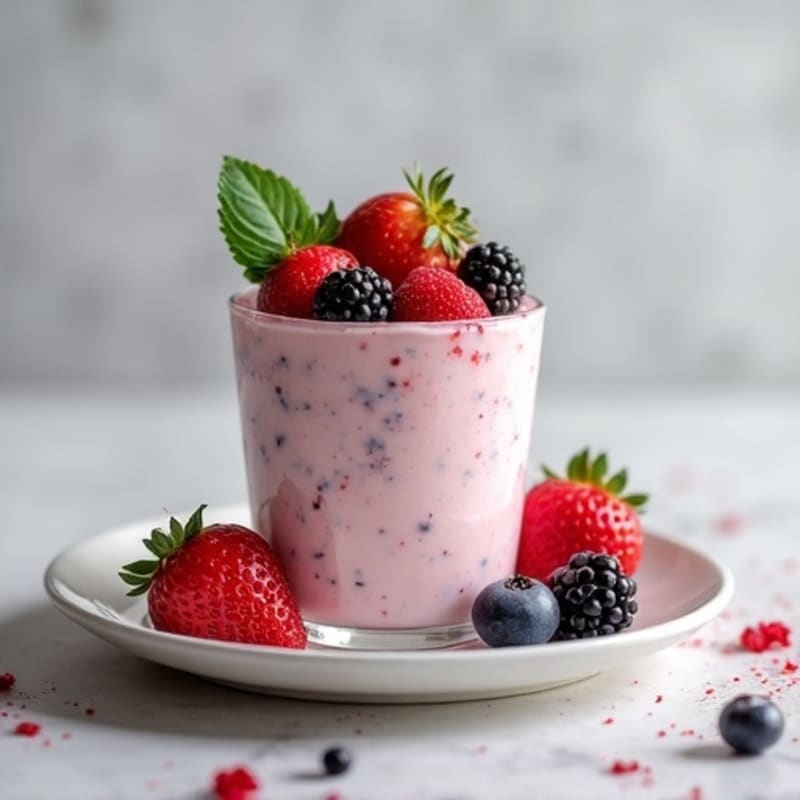Silky Greek Yogurt Protein Mousse with Mixed Berries