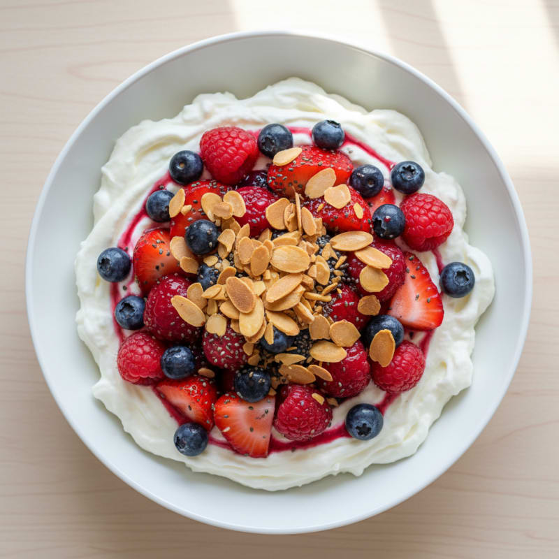 Silky Protein Greek Yogurt Bowl with Mixed Berries