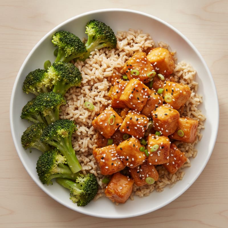 Low Cal Orange Chicken with Broccoli and Rice
