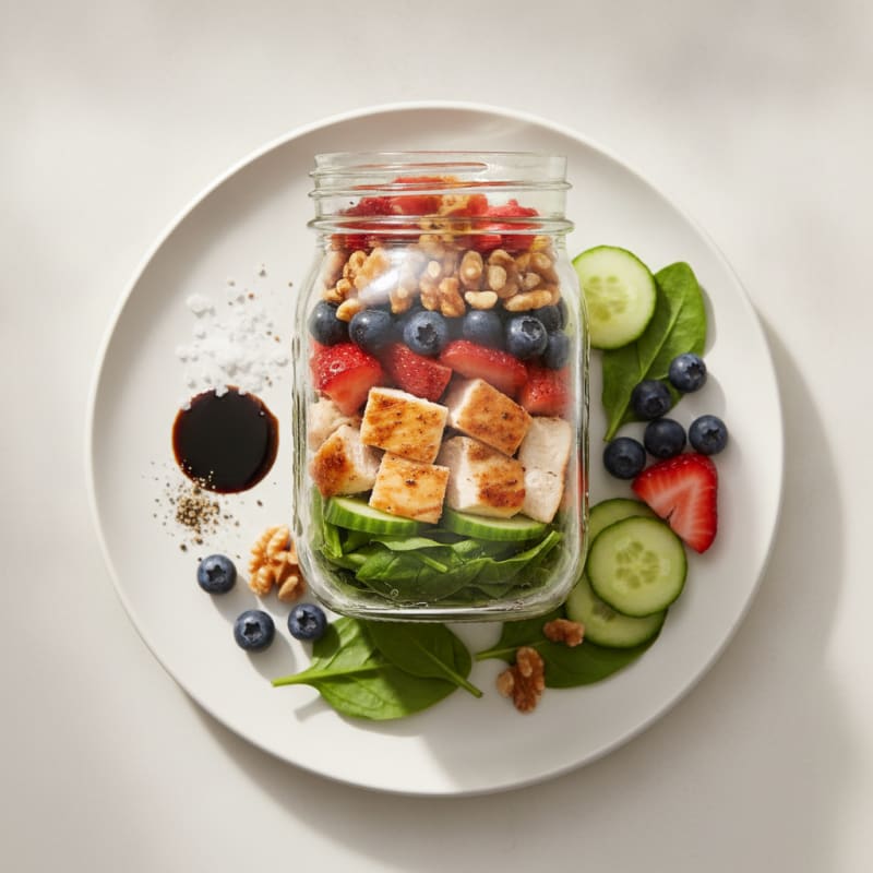Chicken and Berry Mason Jar Salad