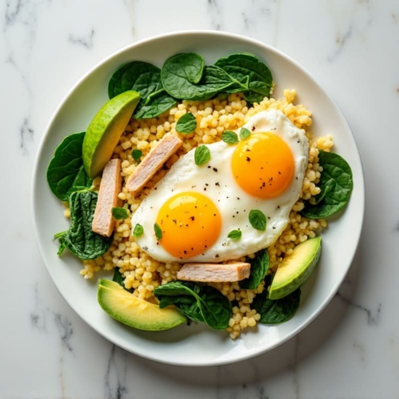 Egg White Scramble with Smoked Turkey and Spinach