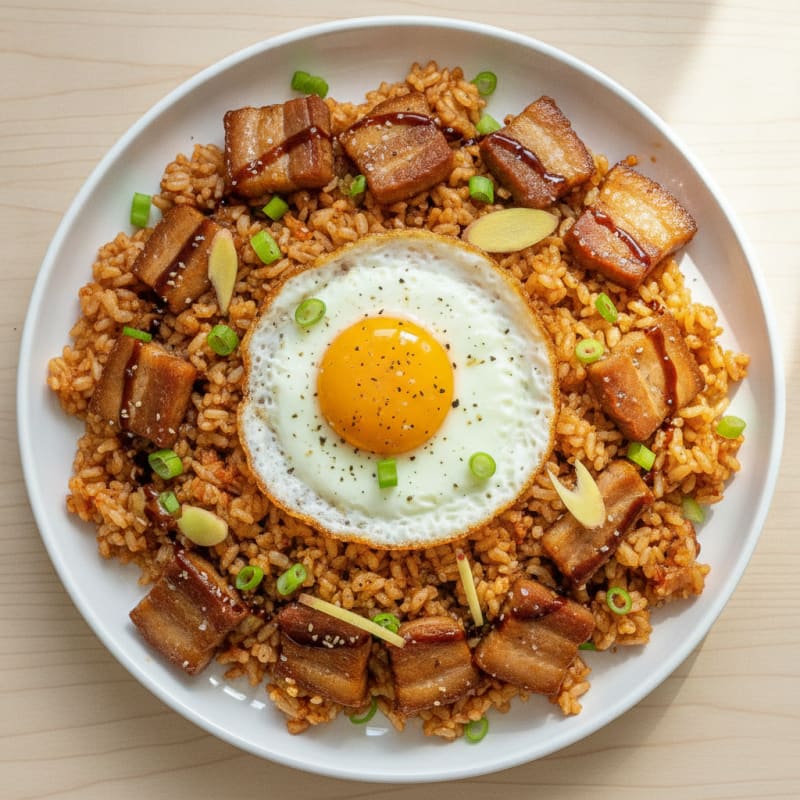 Kimchi Fried Rice with Pork Belly