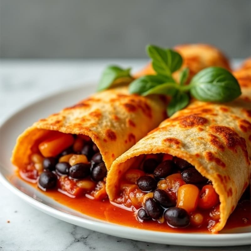 Spicy Baked Chicken and Black Bean Enchiladas