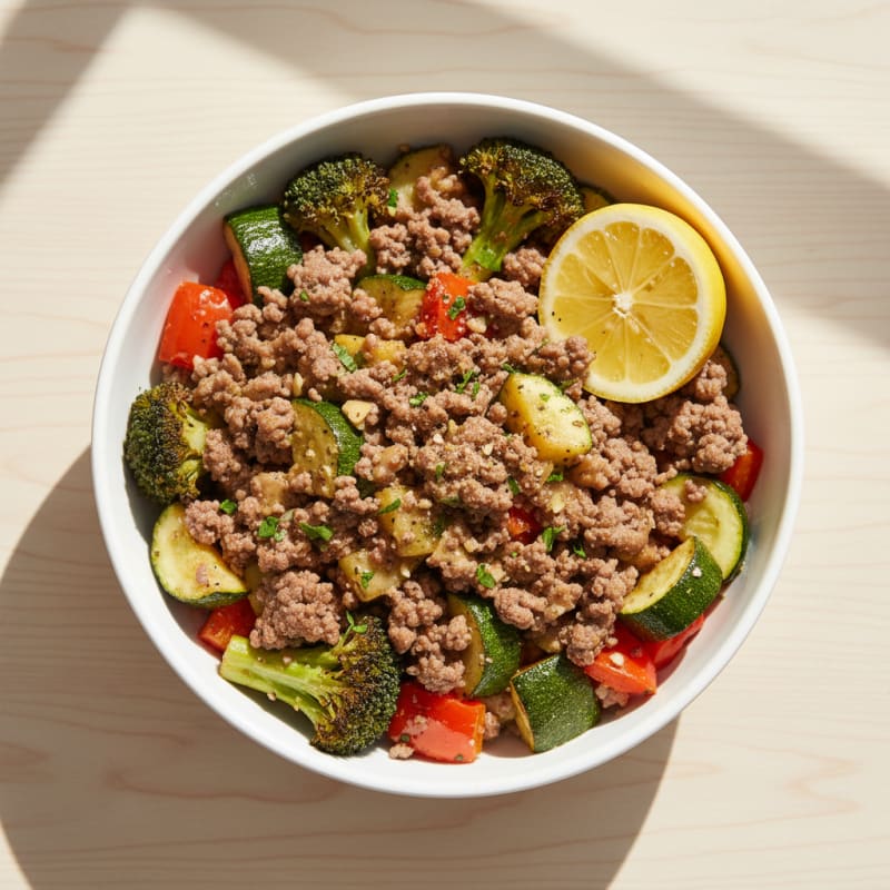 Lean Beef Mince and Roasted Vegetable Bowl