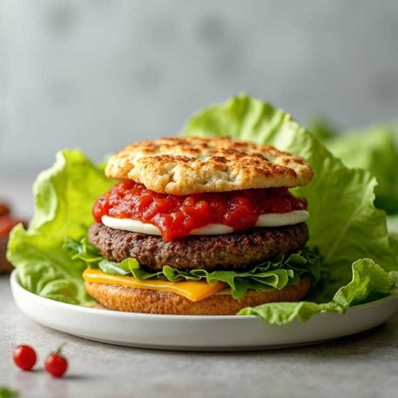 Lean Beef Burger with Crispy Mozzarella and Fresh Marinara