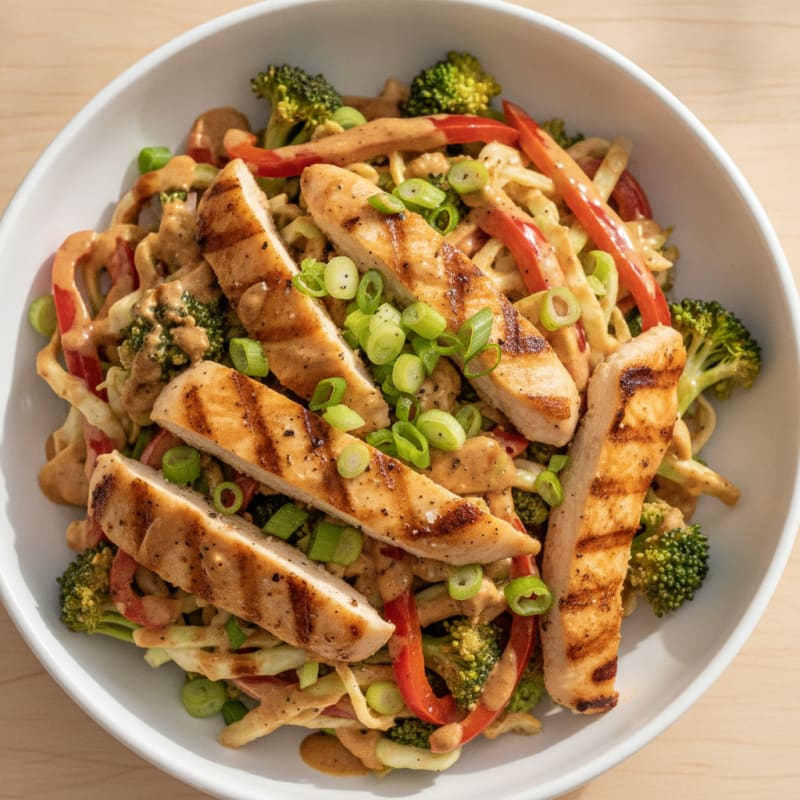 Chicken and Broccoli Peanut Slaw